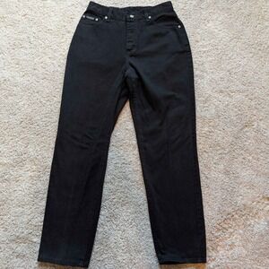Lee Riveted Jeans Womens 12M Black High Waisted Tapered Leg Vintage Denim